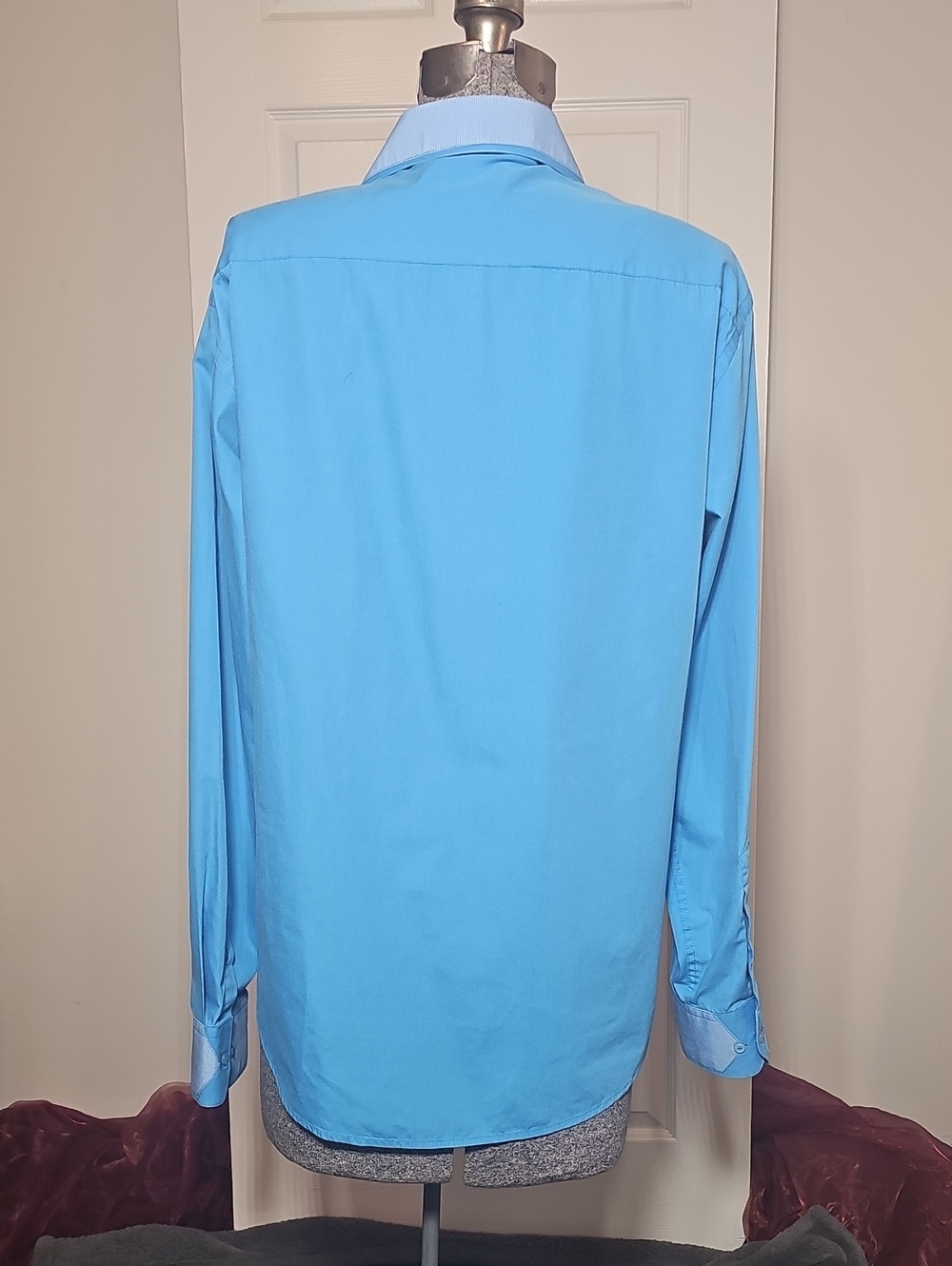 Vintage 70s Mister D Men's 2XL Blue Contrast Collar Disco Mod Shirt 45-46 - Picture 2 of 9